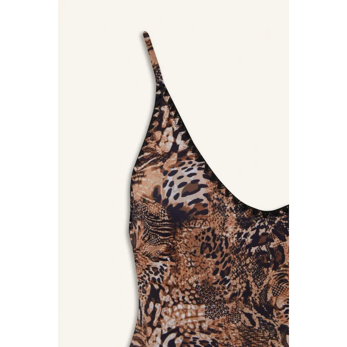 Defacto E3901 Siyah Regular Fit Leopar Desenli Mayo-Fall in Love