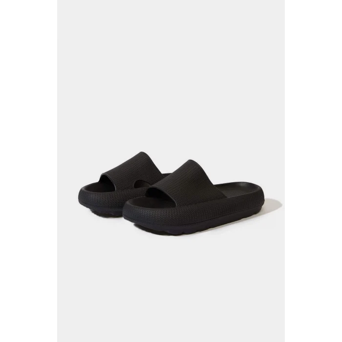 Defacto C3045 Siyah Erkek Yüksek Taban Tek Bantlı Eva Terlik