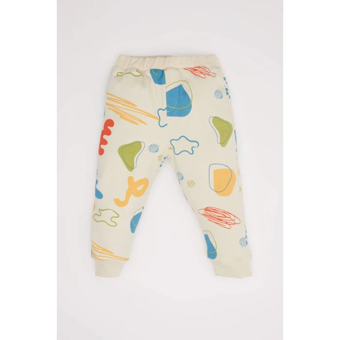 Defacto D5822 Ekru Erkek Bebek 2li Takım Desenli İnce Sweatshirt Alt
