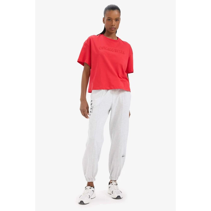 Defacto B9998 Gri DeFactoFit NBA Chicago Bulls Jogger Çift Cepli Jogger Paça Standart Boy Eşofman Altı