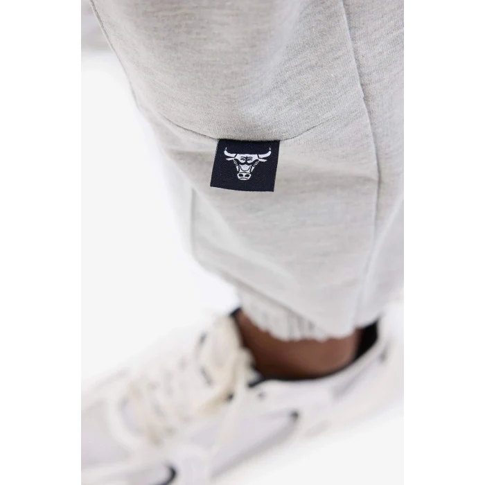 Defacto B9998 Gri DeFactoFit NBA Chicago Bulls Jogger Çift Cepli Jogger Paça Standart Boy Eşofman Altı