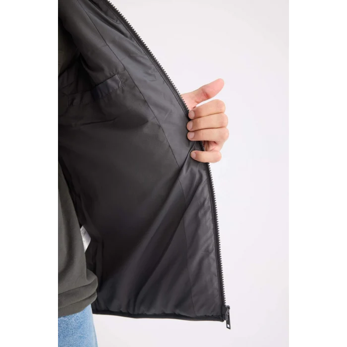 Defacto D6286 Antrasit Regular Fit Dik Yaka Fermuarlı Şişme Yelek