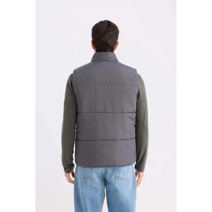 Defacto D6286 Antrasit Regular Fit Dik Yaka Fermuarlı Şişme Yelek