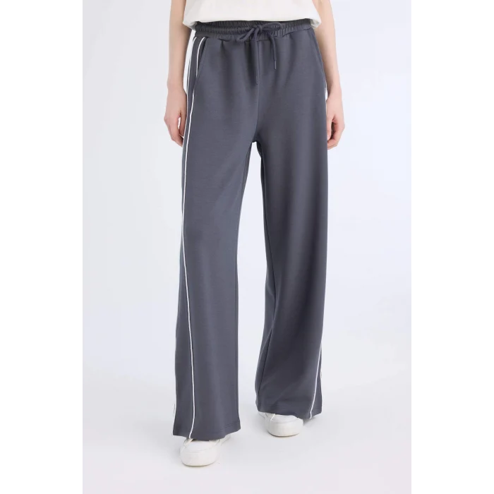 Defacto D6668 Antrasit Straight Fit Cepli Düz Paça Uzun Boy İnce Eşofman Altı