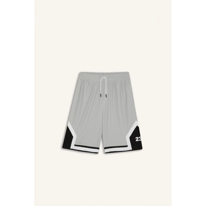 Defacto E4128 Gri DeFactoFit Hızlı Kuruyan Oversize Geniş Kalıp Sporcu Kısa Paça Şort