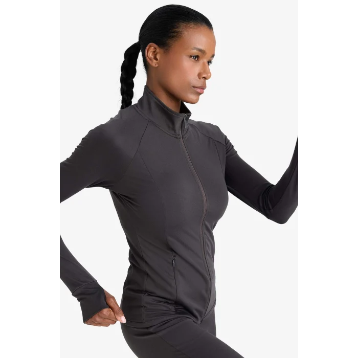 Defacto B3985 Antrasit DeFactoFit Fitted Dik Yaka Çift Cepli Fermuarlı Sporcu Hırka