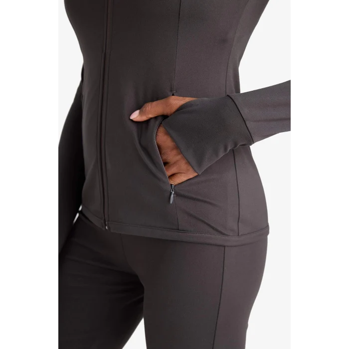 Defacto B3985 Antrasit DeFactoFit Fitted Dik Yaka Çift Cepli Fermuarlı Sporcu Hırka