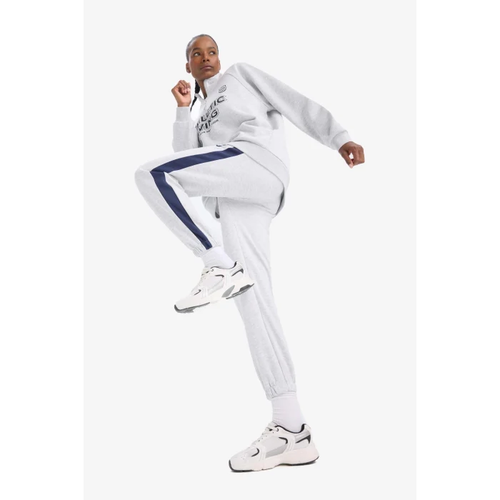 Defacto D8100 Gri DeFactoFit Standart Fit Baskılı Jogger Paça Standart Boy Sporcu Eşofman Altı