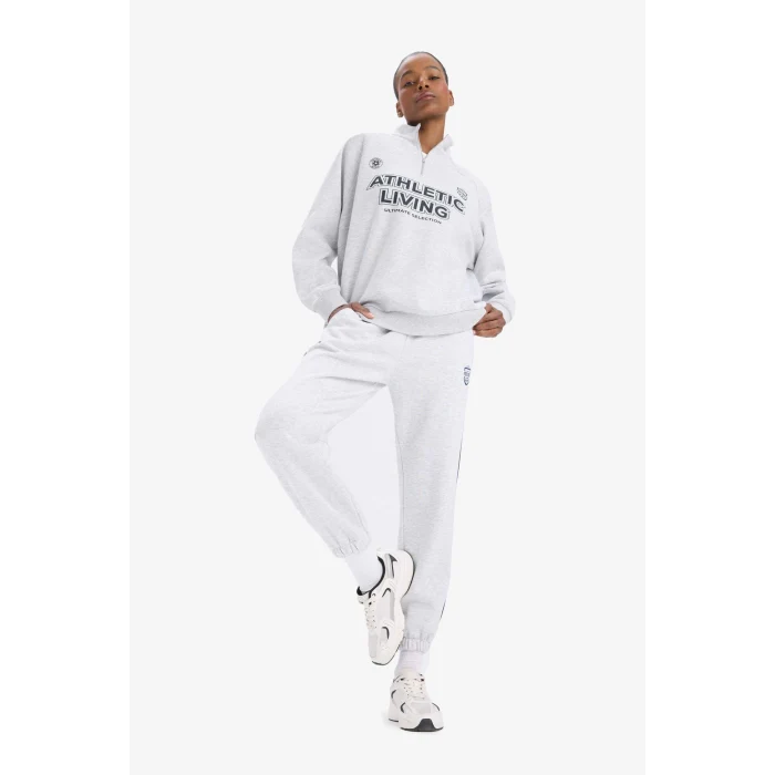 Defacto D8100 Gri DeFactoFit Standart Fit Baskılı Jogger Paça Standart Boy Sporcu Eşofman Altı