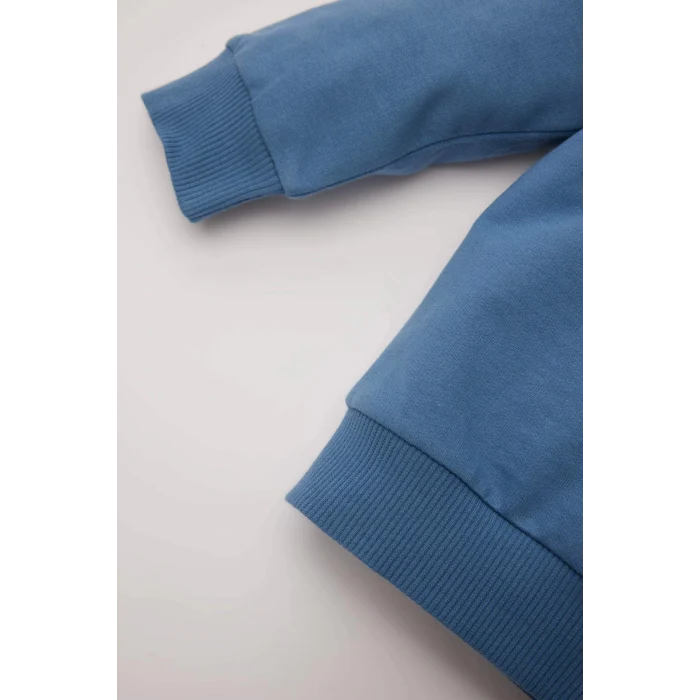 Defacto D7922 Mavi Erkek Bebek 2li Takım Baskılı Sweatshirt Beli Lastikli Eşofman Altı