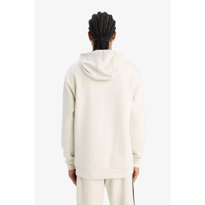 Defacto D7364 Bej DeFactoFit Standart Fit Kapüşonlu Skuba Dalgıç Kumaş Sporcu Sweatshirt