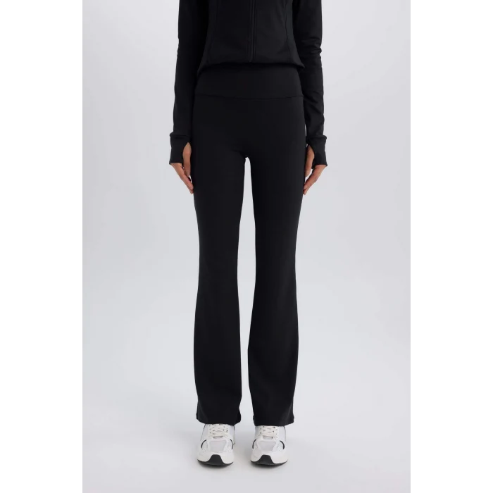 Defacto C9192 Siyah DeFactoFit Flare Fit Sporcu İnce Eşofman Altı Beli Saran İspanyol Paça Standart Boy