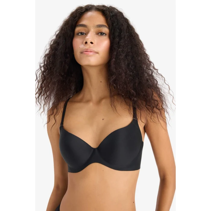 Defacto C1525 Siyah Yarım Dolgulu Micro Dolgulu Push Up Tişört Bra-Fall in Love