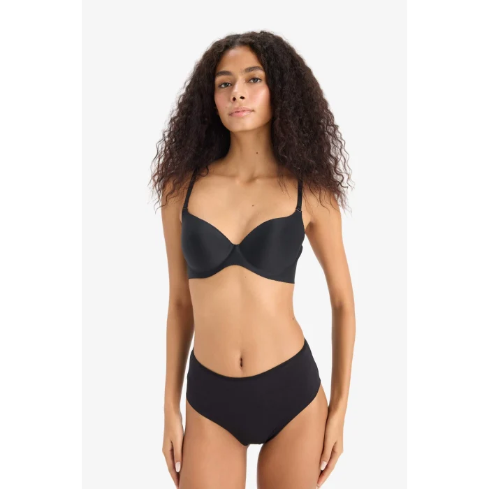 Defacto C1525 Siyah Yarım Dolgulu Micro Dolgulu Push Up Tişört Bra-Fall in Love