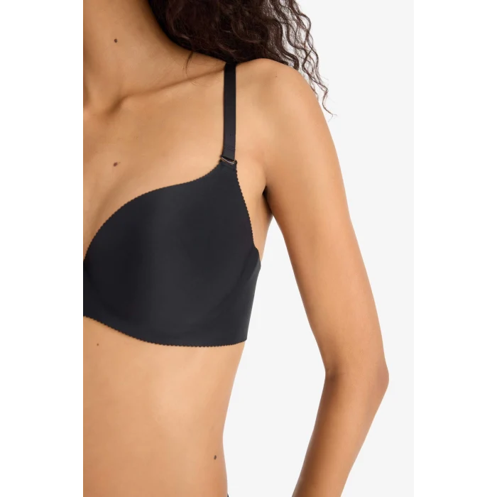 Defacto C1525 Siyah Yarım Dolgulu Micro Dolgulu Push Up Tişört Bra-Fall in Love