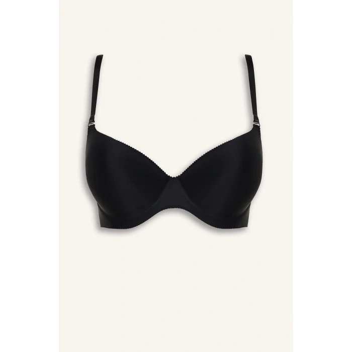 Defacto C1525 Siyah Yarım Dolgulu Micro Dolgulu Push Up Tişört Bra-Fall in Love