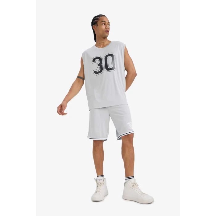 Defacto C2419 Gri DeFactoFit Hızlı Kuruyan Standart Fit Sporcu Kısa Paça Şort