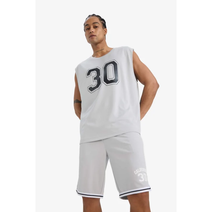 Defacto C2419 Gri DeFactoFit Hızlı Kuruyan Standart Fit Sporcu Kısa Paça Şort