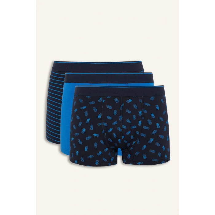 Defacto D9872 Lacivert Regular Fit Desenli 3lü Boxer