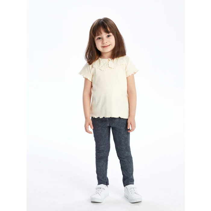 LCW Kids Siyah Beli Lastikli Kız Bebek Jean Tayt