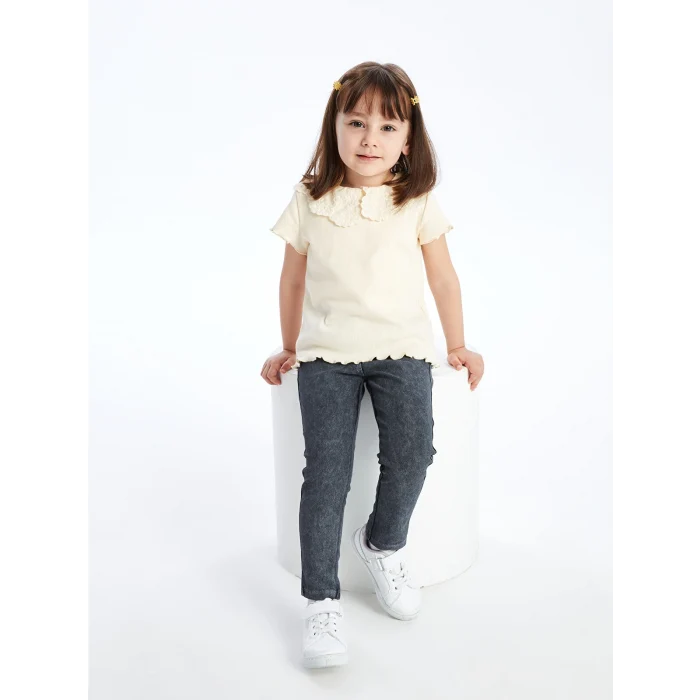 LCW Kids Siyah Beli Lastikli Kız Bebek Jean Tayt
