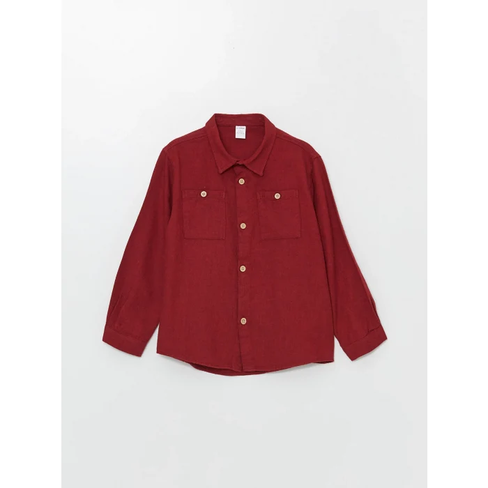 LCW Kids Bordo Uzun Kollu Basic Erkek Çocuk Gömlek