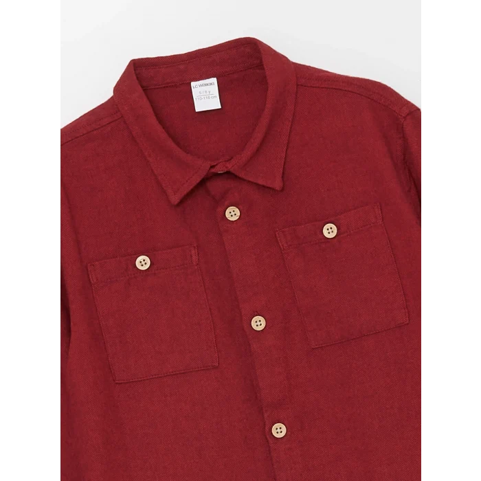 LCW Kids Bordo Uzun Kollu Basic Erkek Çocuk Gömlek
