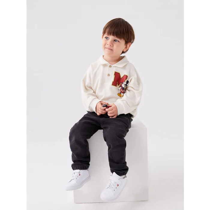 LCW baby Antrasit Beli Lastikli Basic Erkek Bebek Jean Pantolon