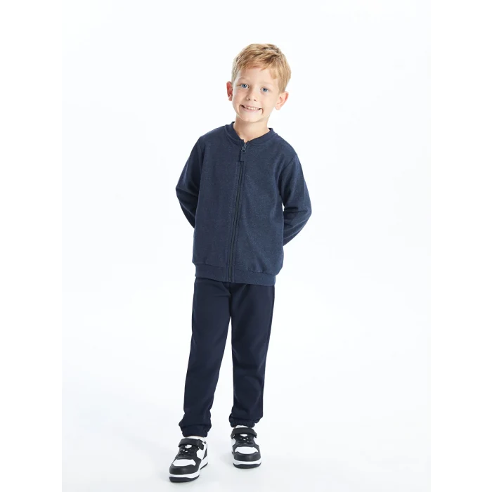 LCW Kids Indigo Basic Erkek Çocuk Fermuarlı Sweatshirt