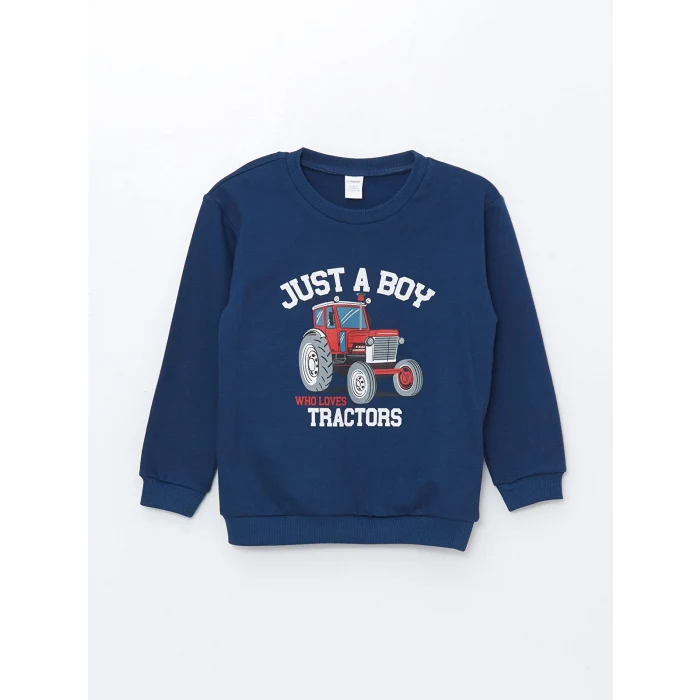 LCW Kids Indigo Bisiklet Yaka Uzun Kollu Erkek Bebek Sweatshirt ve Eşofman Alt 2li Takım