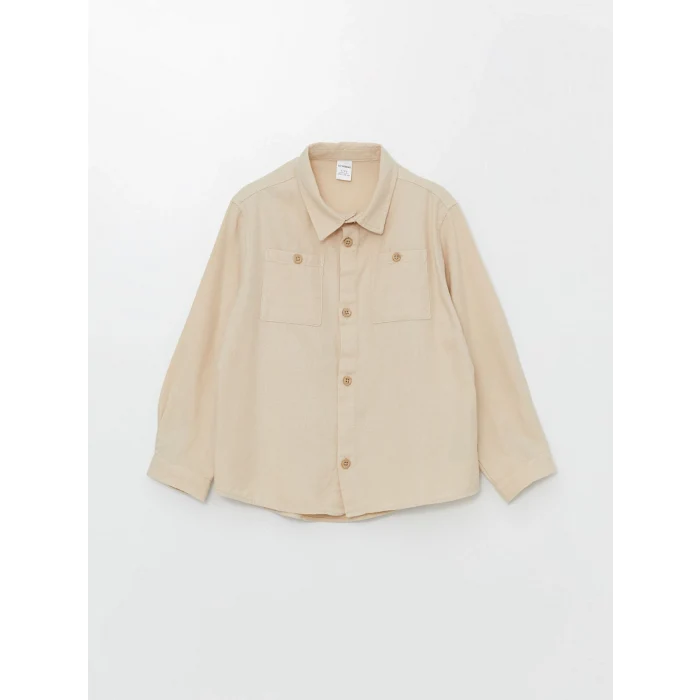 LCW Kids Bej Uzun Kollu Basic Erkek Çocuk Gömlek