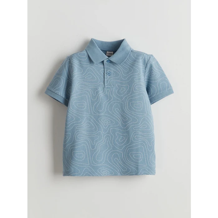 LCW Kids Ekru Polo Yaka Desenli Penye Erkek Çocuk Tişört