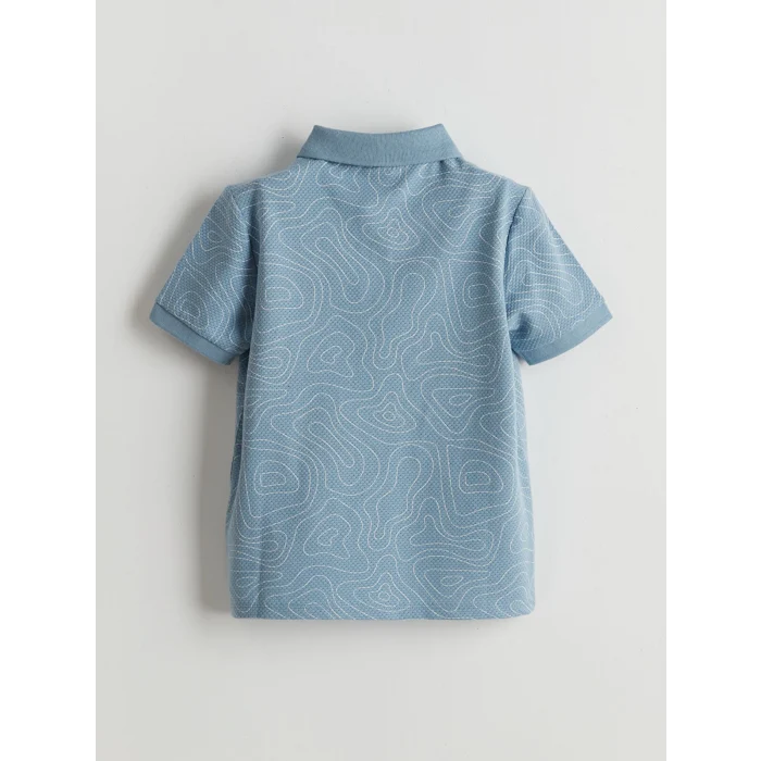 LCW Kids Ekru Polo Yaka Desenli Penye Erkek Çocuk Tişört