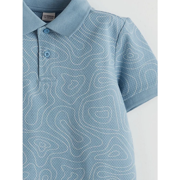 LCW Kids Ekru Polo Yaka Desenli Penye Erkek Çocuk Tişört