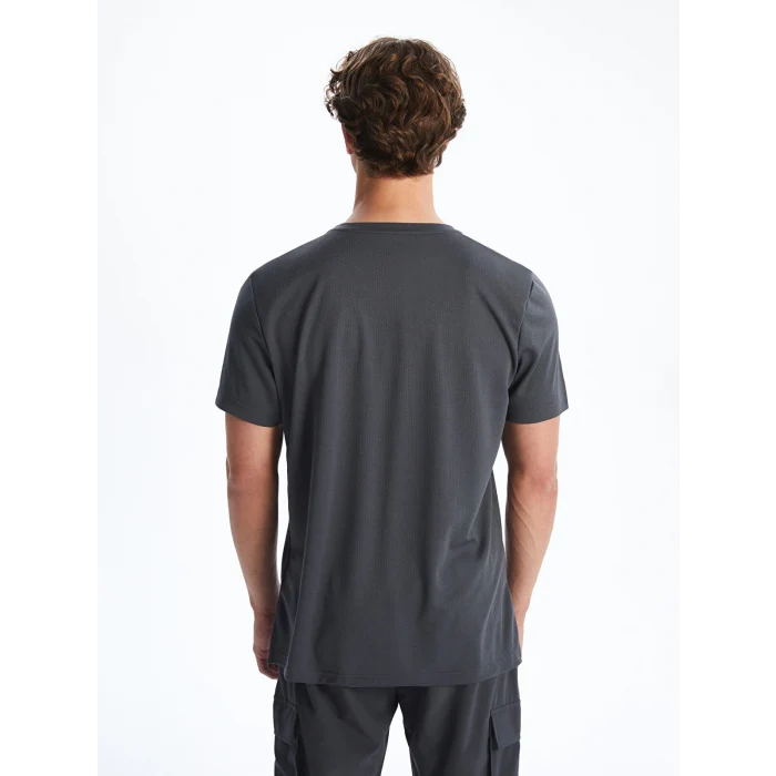 XSIDE ACTIVE Gri Bisiklet Yaka Kısa Kollu Erkek Spor Dokulu Tişört