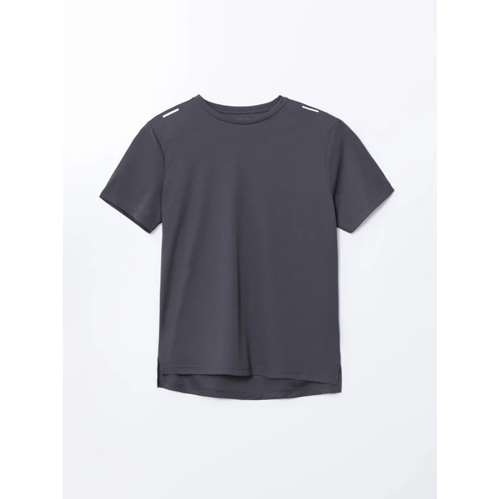 XSIDE ACTIVE Gri Bisiklet Yaka Kısa Kollu Erkek Spor Dokulu Tişört