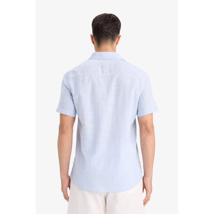 Defacto F6335 Mavi Pamuklu Kısa Kollu Gömlek