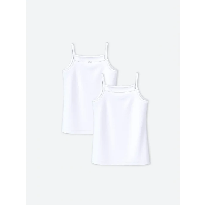 LCW Kids Beyaz Kare Yaka Kız Çocuk Atlet 2li