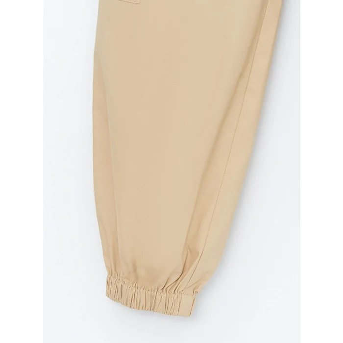 LCW Kids Bej Beli Lastikli Kız Çocuk Kargo Jogger Pantolon