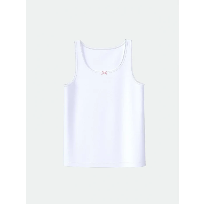 LCW Kids Beyaz Bisiklet Yaka Kız Çocuk Atlet 2li