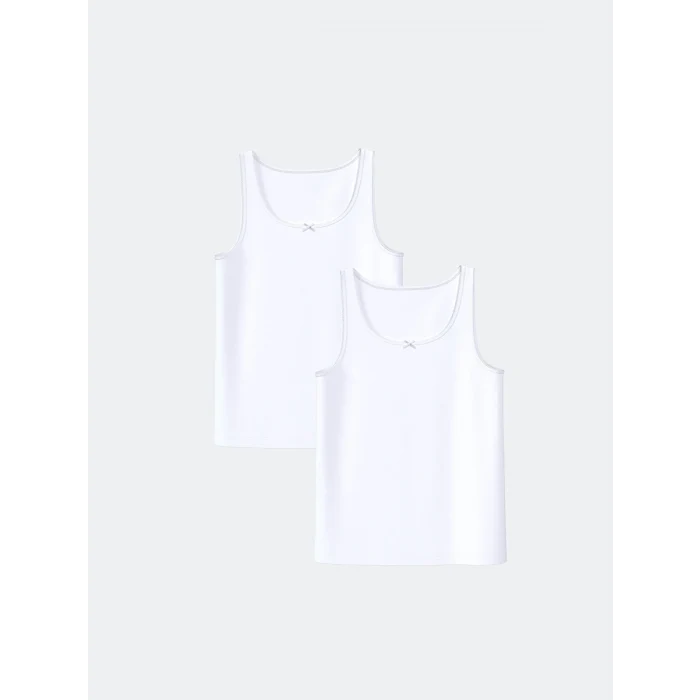 LCW Kids Beyaz Bisiklet Yaka Kız Çocuk Atlet 2li