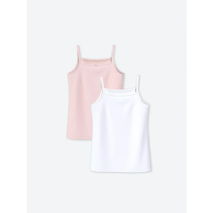 LCW Kids Pembe Kare Yaka Kız Çocuk Atlet 2li