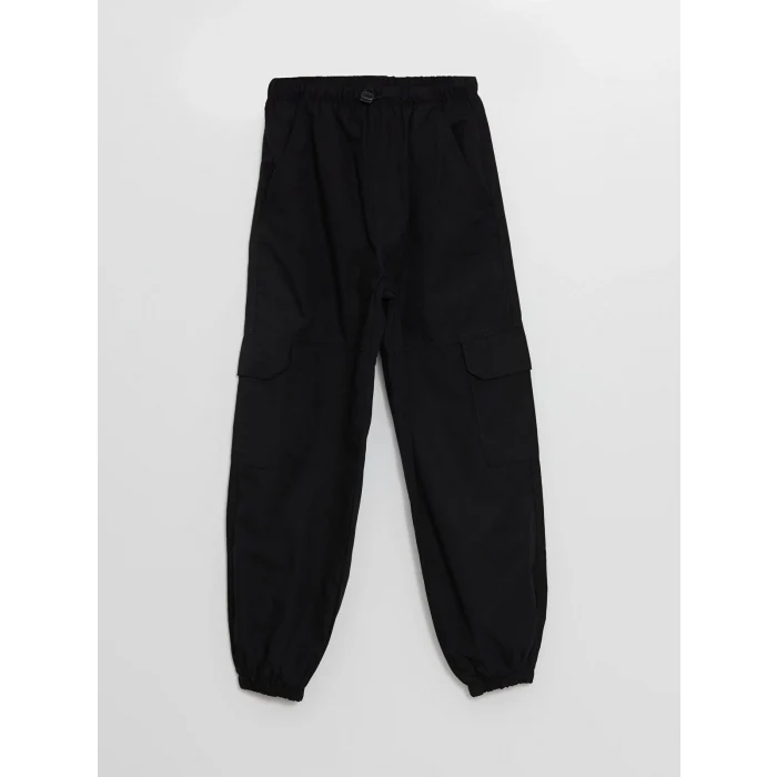 LCW Kids Siyah Beli Lastikli Kız Çocuk Kargo Jogger Pantolon