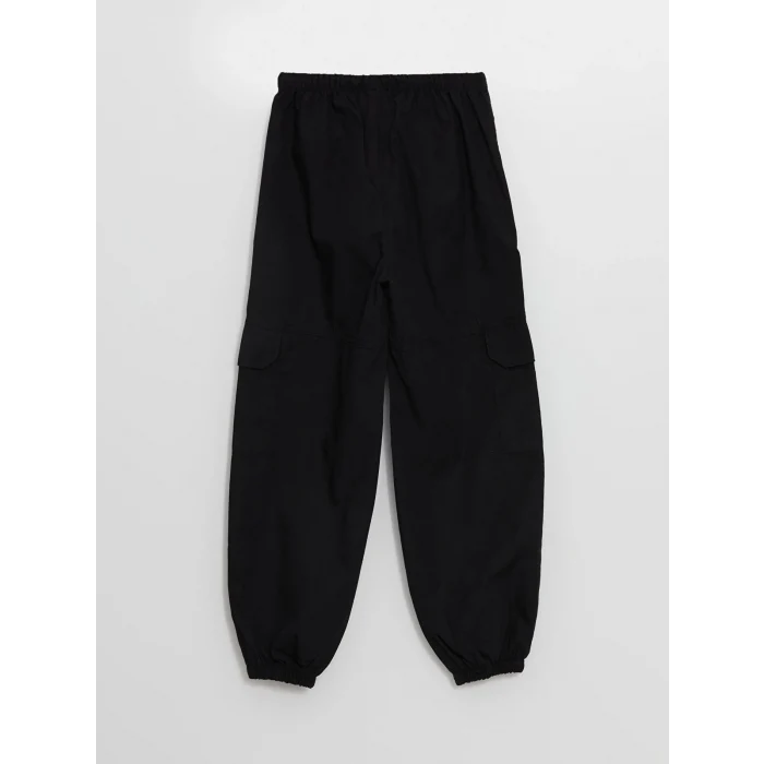 LCW Kids Siyah Beli Lastikli Kız Çocuk Kargo Jogger Pantolon