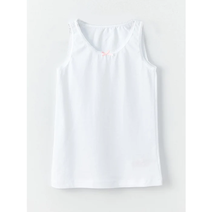 LCW Kids Beyaz Bisiklet Yaka Basic Kız Çocuk Atlet 2li