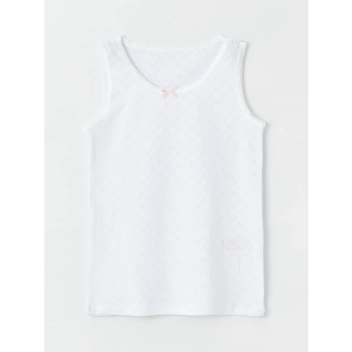 LCW Kids Beyaz Bisiklet Yaka Basic Kız Çocuk Atlet 2li