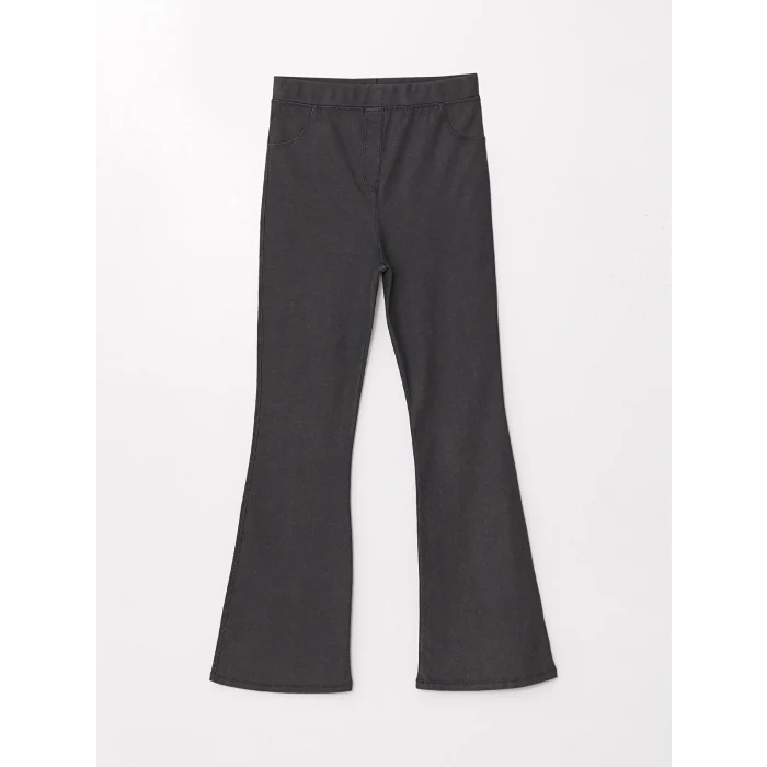 LCW Kids Siyah Beli Lastikli İspanyol Paça Kız Çocuk Tayt