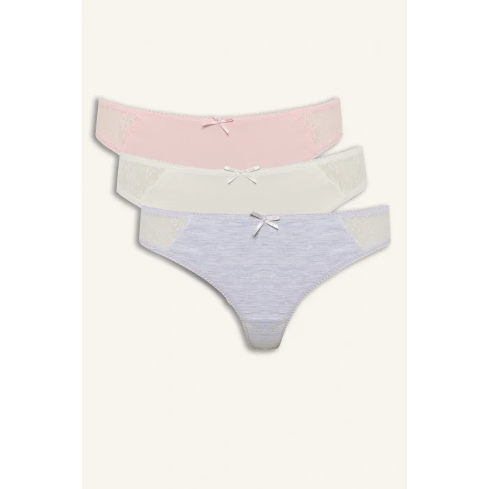 Defacto E7669 Pembe Dantel Detaylı 3lü Tanga-Fall in Love