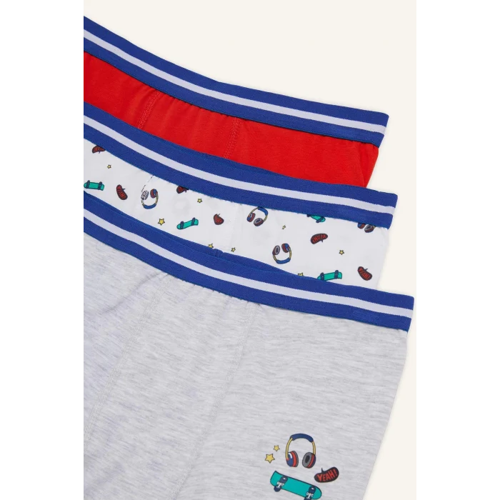 Defacto E6878 Kırmızı Erkek Çocuk Desenli 3lü Boxer