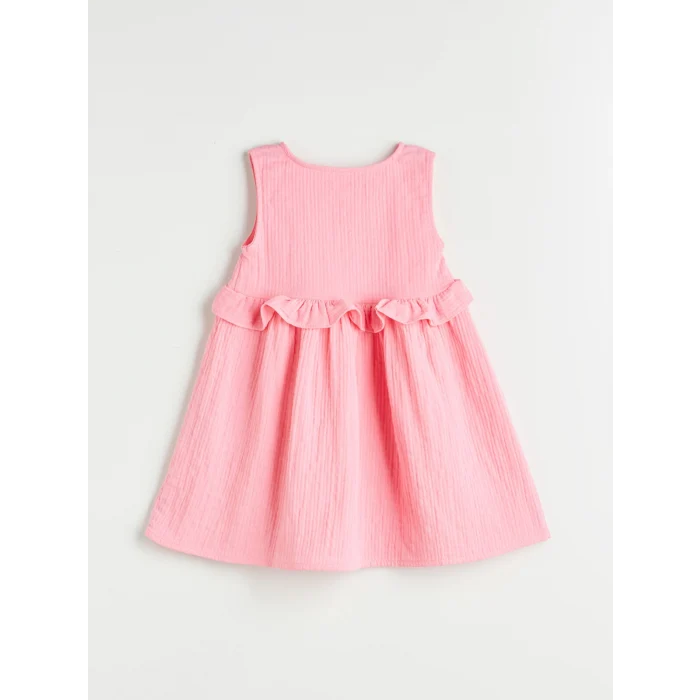 LCW Kids Pembe Önden Düğmeli Müslin Kız Çocuk Elbise